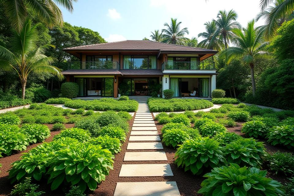 A sprawling backyard transformed into a productive spice and vegetable garden.